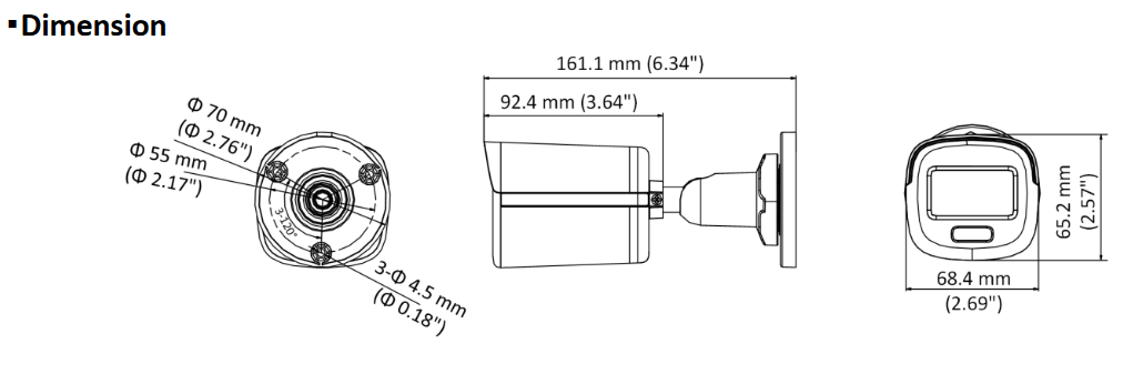 Camara TVI ColorVu 2MP, Luz Blanca 20m, IP67, DS-2CE10DF0T-PF 2,8MM Hikvision