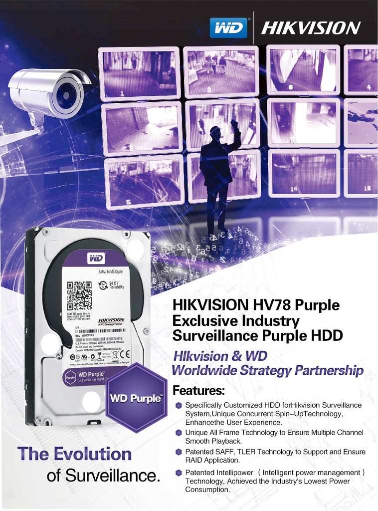Disco Duro 4TB de Video 24/7 Purple hasta 64 Camaras WD42PUR