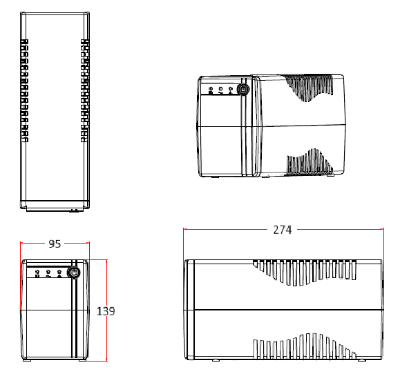 UPS Interactiva 1000VA LED DS-UPS1000 Hikvision