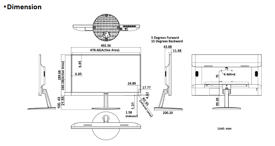 Monitor FHD LED 21,5" sin Bordes DS-D5022FN-C Hikvision