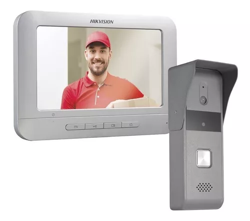 Hikvision Kit Videoportero Impermeable+lcd Color Ds-kis203t Sistema De Videoportero Con Pantalla Timbre Intercomunicador Color Gris