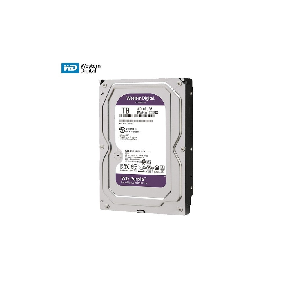 Disco Duro Interno Western Digital Wd Purple Wd10purx 1tb Pc - Dvr - Nvr Púrpura 1tera Almacena Cctv Camaras
