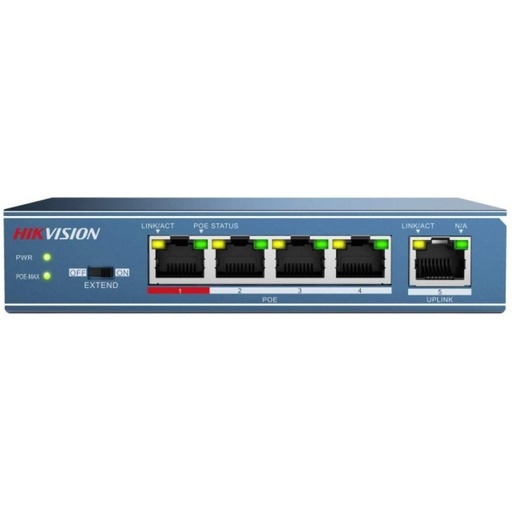 Switch 4 puertos POE + 1 puerto UPLINK DS-3E0105P-E/M(B) HIKVISION
