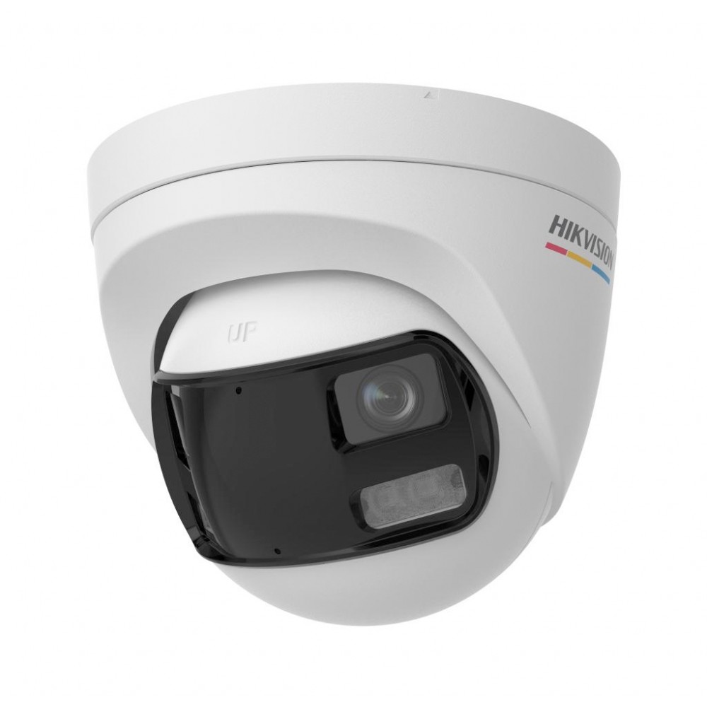Turret TVI 3K Luz 40m Smart Hybrid Light DUAL LENS 180° ColorVU IP67 130dB WDR Audio Mic DS-2CE72KF3TP-DLS Hikvision 