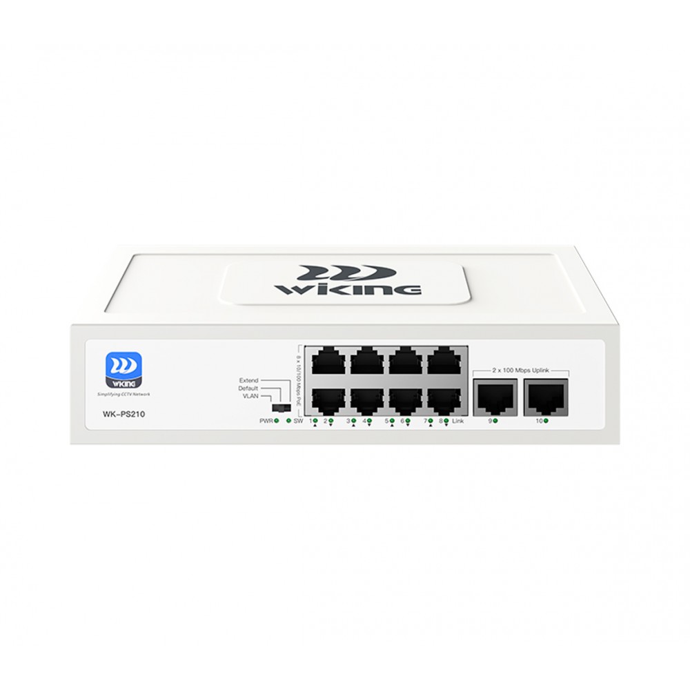 Switch 8FE PoE+ (76W) 250Mts + 2FE No Administrable WK-PS210 Wiking