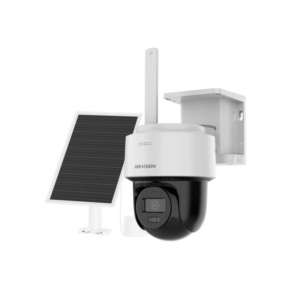 KIT Camara Solar PT 4G 4MP IR 30m AOV Bateria Mic IP66 DS-2CFSP4/4G-SIM 2.8mm Hikvision