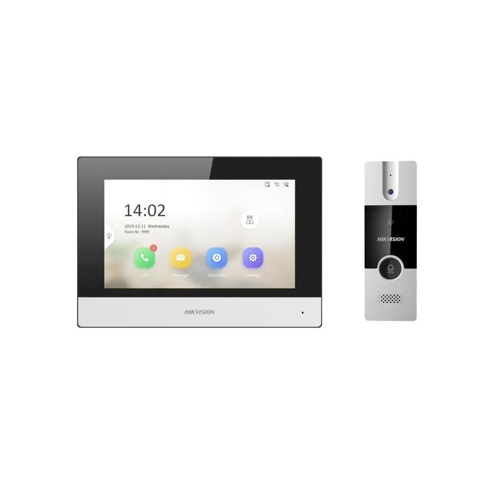 Kit IP Video Portero Hibrido Intercomunicado WiFi DS-KIS302-P Hikvision