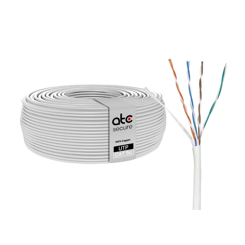 Cable UTP Cat5e Blanco 4PR 100MT ATC Secure