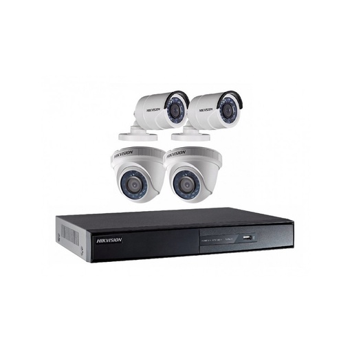 [ID00142] Kit Análogo 2mp Dvr 4ch 2domo+2 Bala + 1tb Hikvision - Instalación Incluida