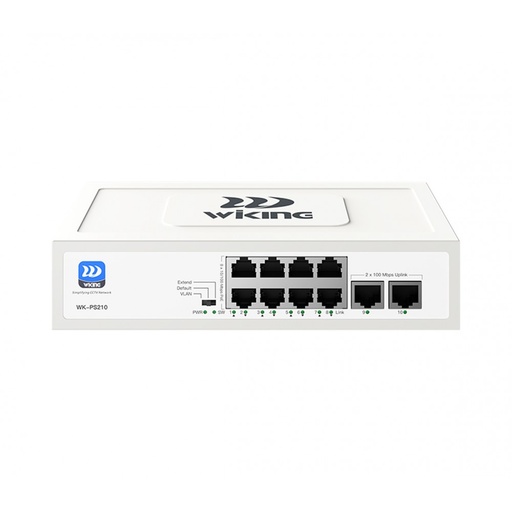 [AC0008] Switch 8FE PoE+ (76W) 250Mts + 2FE No Administrable WK-PS210 Wiking